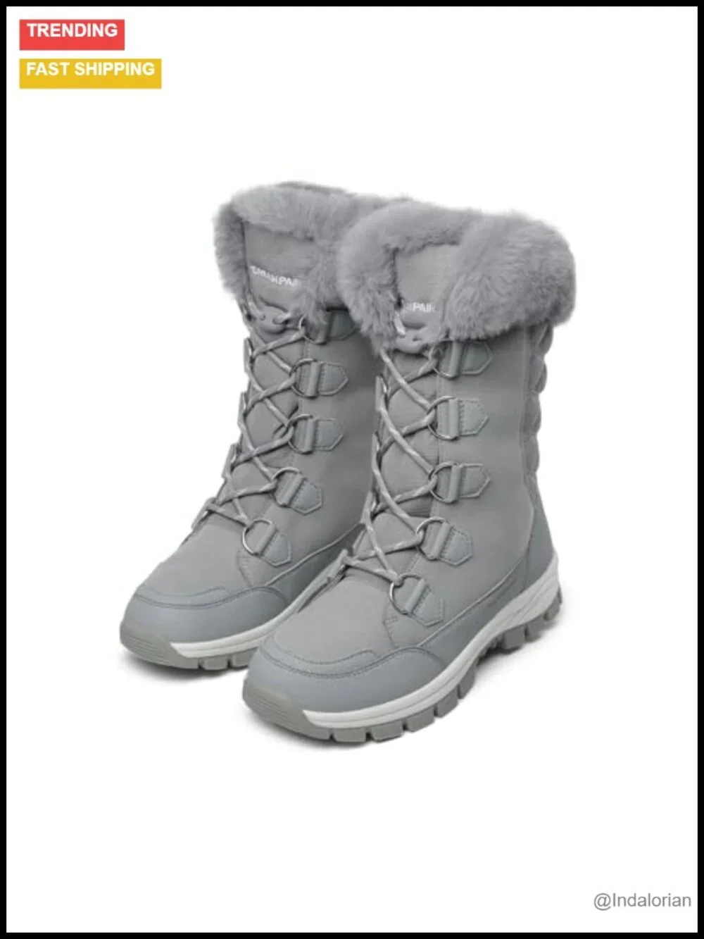 Women's Waterproof Mid Calf Snow Boots with Faux Rabbit Fur & 3M Insulation